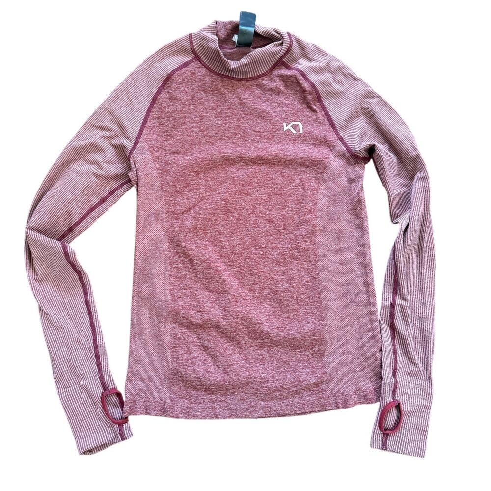 Kari Traa Marled Red Long Sleeve Tumb Hole Base Layer Gorpcore Ski Hiking